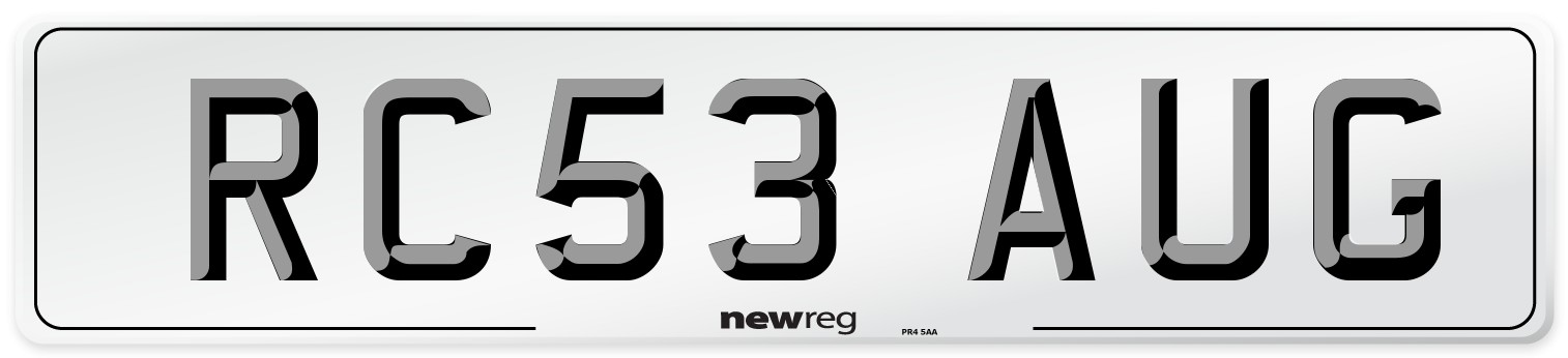 RC53 AUG Number Plate from New Reg